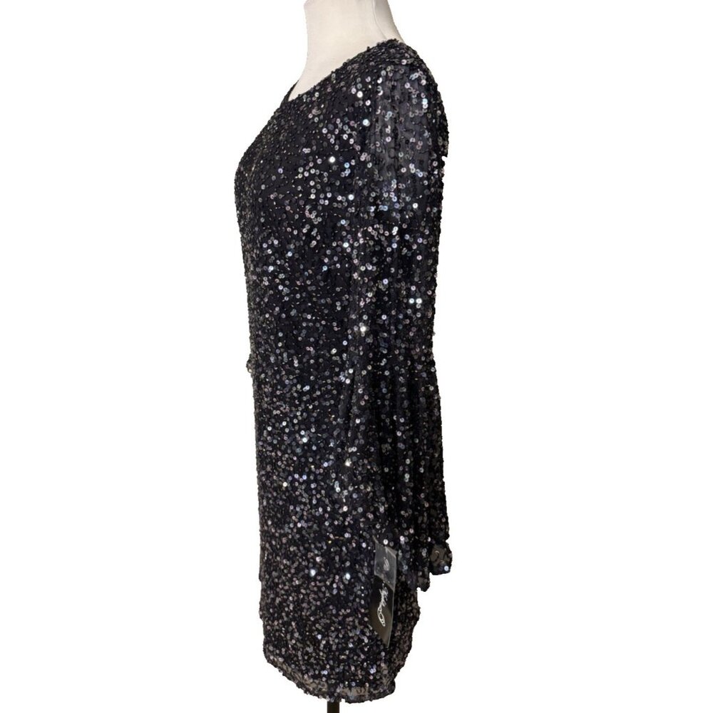 Pisarro Nights Dress 10P Bell Sleeve Sequin Beaded Wedding Party Formal NEW - Picture 5 of 13